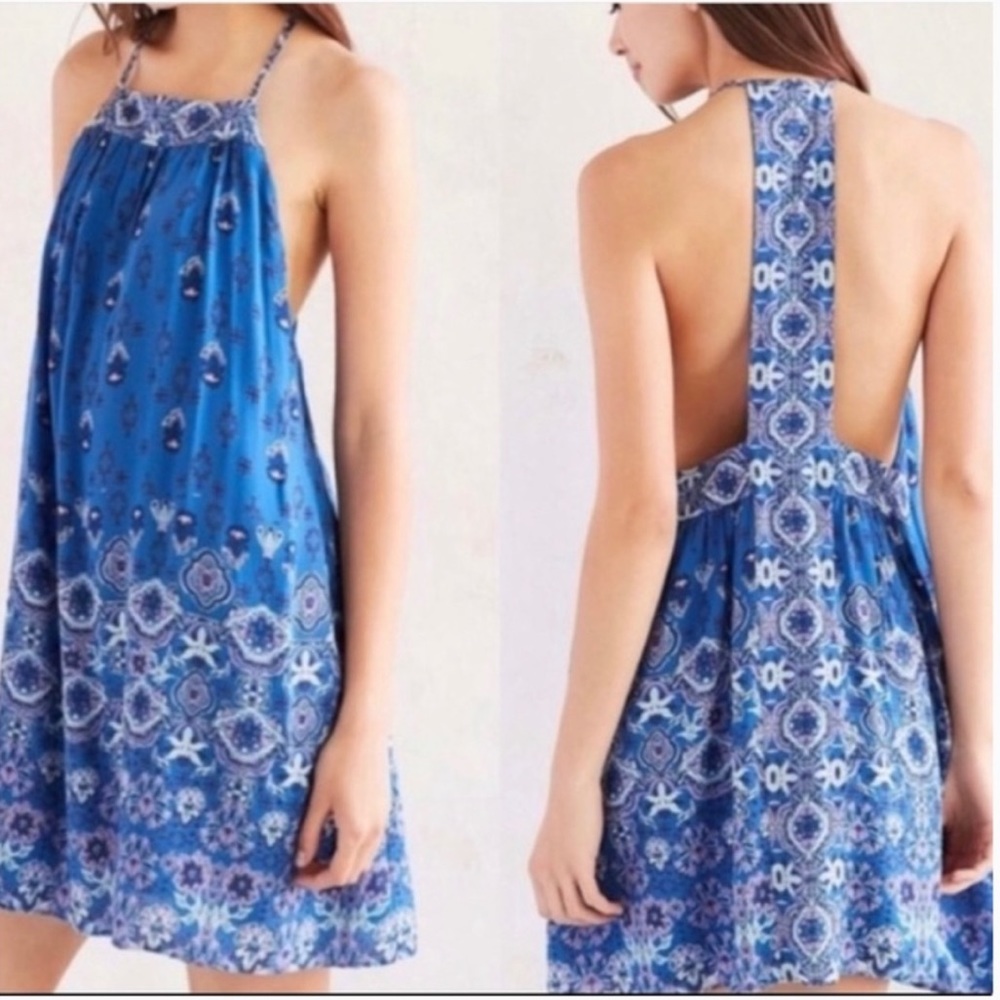 Anthropologie Halter Backless Pattern Summer Dress